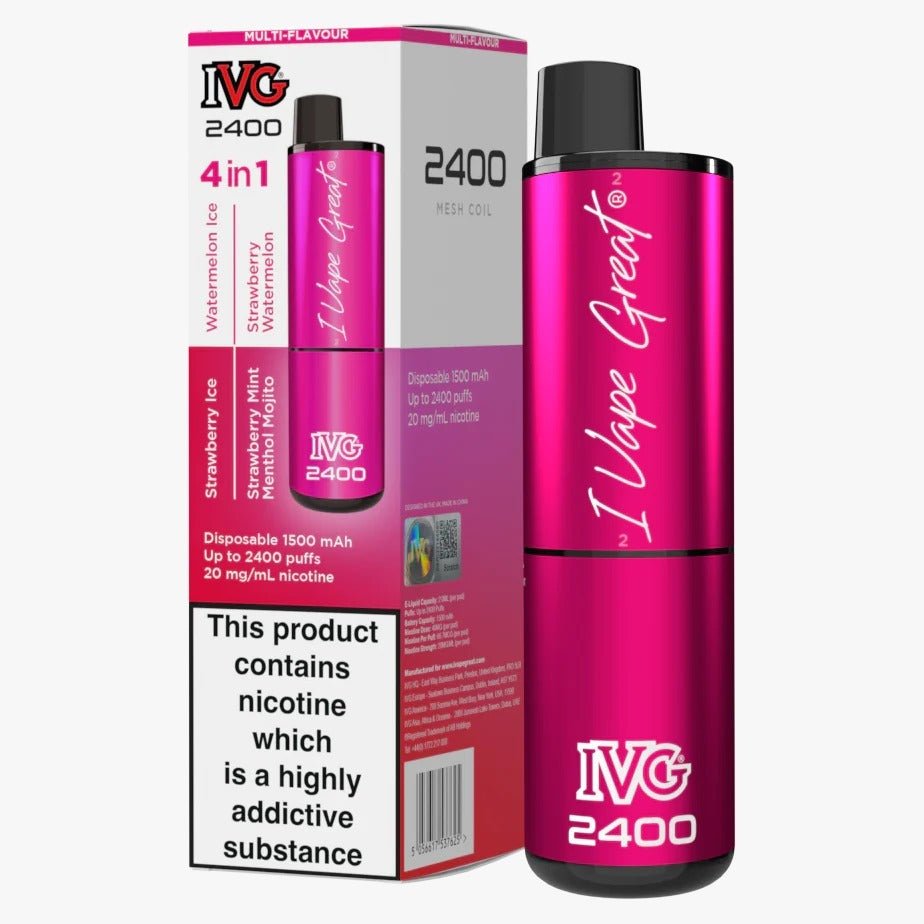 IVG 2400 Disposable Vape Pod Puff Device - Box of 5-Pink Edition ( 4 Mix Flavours )-vapeukwholesale