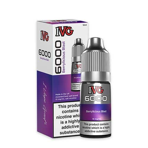 IVG 6000 Nic Salt 10ml Bottle Box of 10-Berrylicious Blast-vapeukwholesale