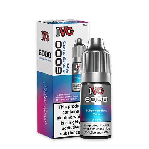 IVG 6000 Nic Salt 10ml Bottle Box of 10-Bubblegum Berry Wave-vapeukwholesale