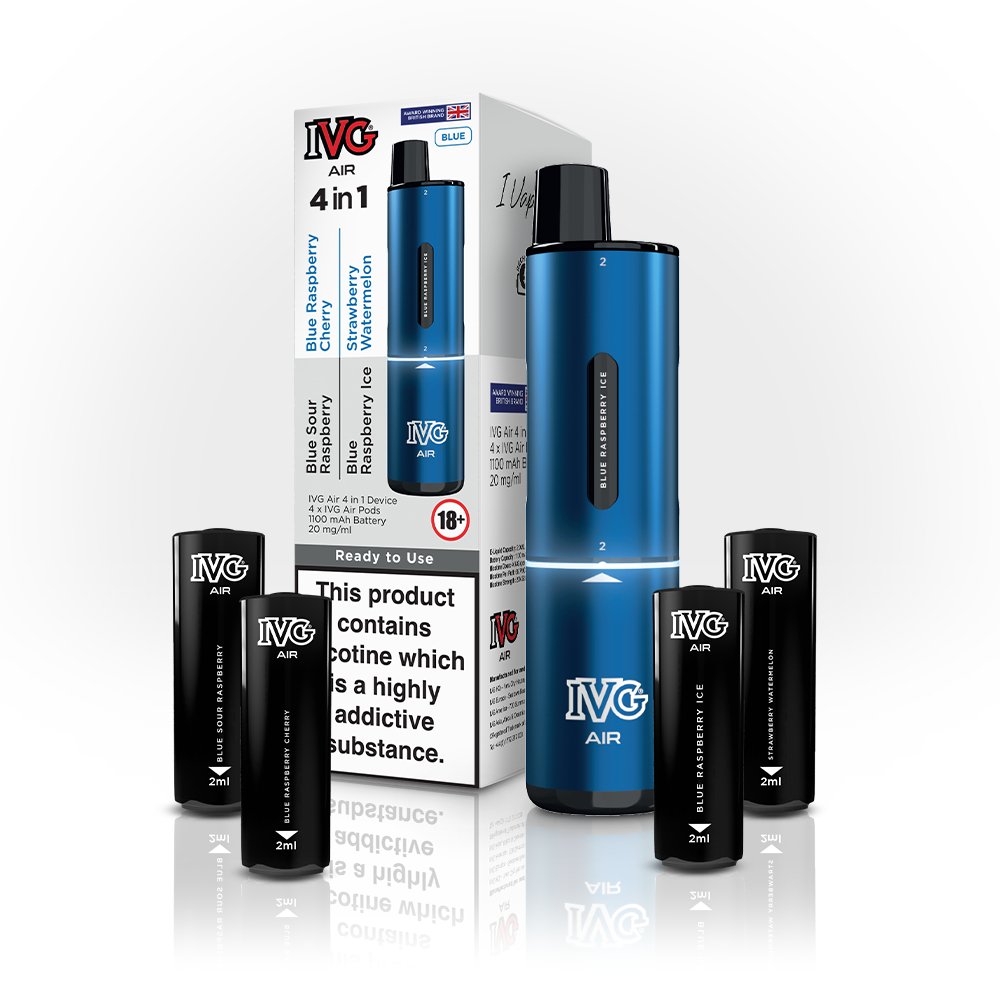 IVG Air 2400 Puffs 4 in 1 Disposable Pod Kit Box of 5 - Blue Edition (4 Pods x Multi Flavours) - vapeukwholesale