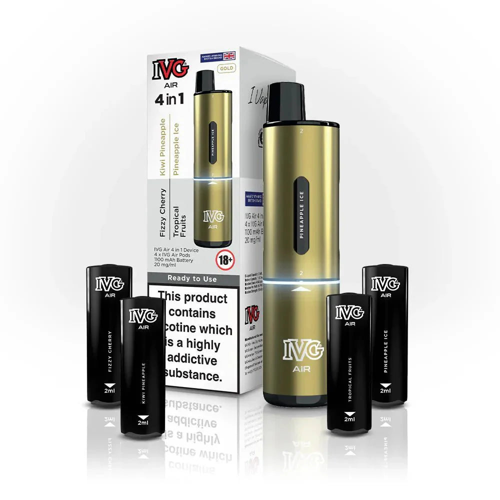 IVG Air 2400 Puffs 4 in 1 Disposable Pod Kit Box of 5 - Gold Edition (4 Pods x Multi Flavours) - vapeukwholesale