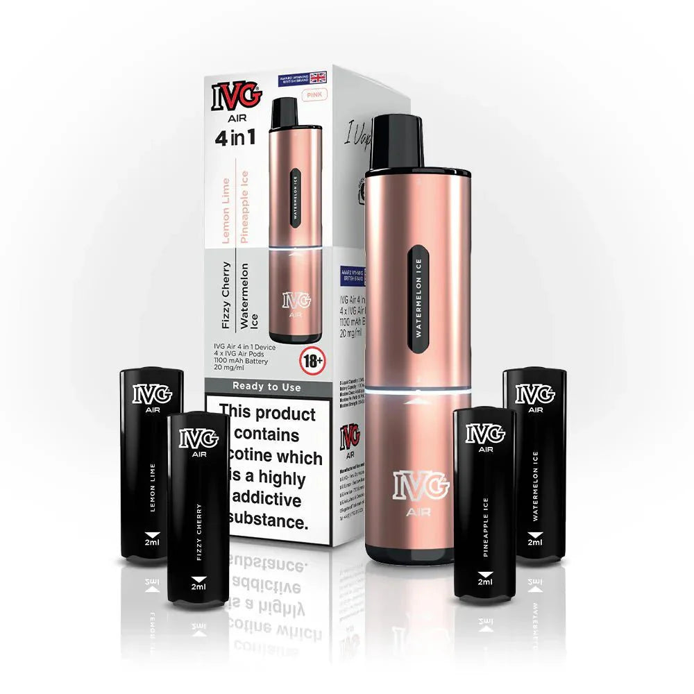 IVG Air 2400 Puffs 4 in 1 Disposable Pod Kit Box of 5 - Pink Edition (4 Pods x Multi Flavours) - vapeukwholesale