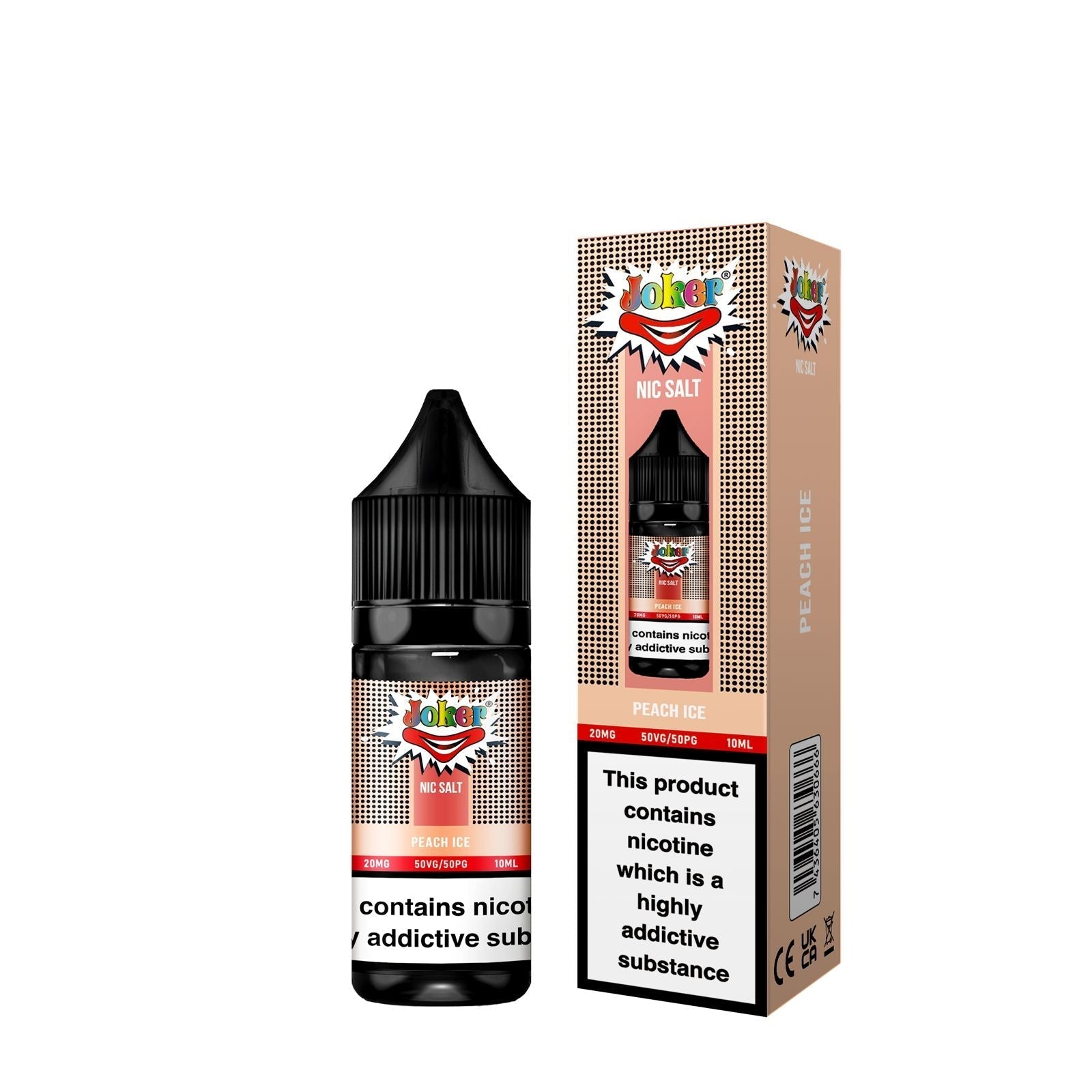 Joker Nic Salt 10ml E-liquids - Box of 10-Peach Ice-vapeukwholesale