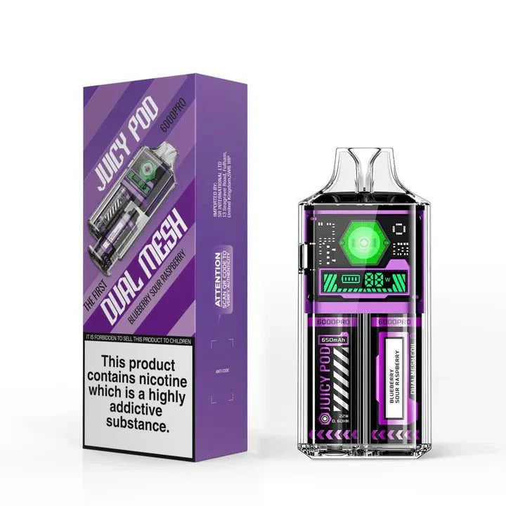 Juicy Pod Good Pro 6000 Puffs Disposable Vape Box of 5 - Blueberry Sour Raspberry - vapeukwholesale