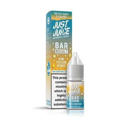 Just Juice Bar Nic Salt 10ml E-Liquid Box of 10-Kiwi Passionfruit Orange-vapeukwholesale