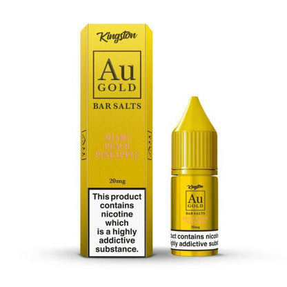 Kingston Au Gold Bar Salts 10ml E-liquids - Box of 10-Miami Peach Pineapple-vapeukwholesale