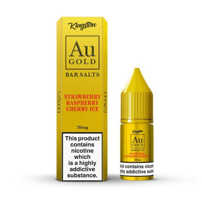 Kingston Au Gold Bar Salts 10ml E-liquids - Box of 10-Strawberry Raspberry Cherry Ice-vapeukwholesale