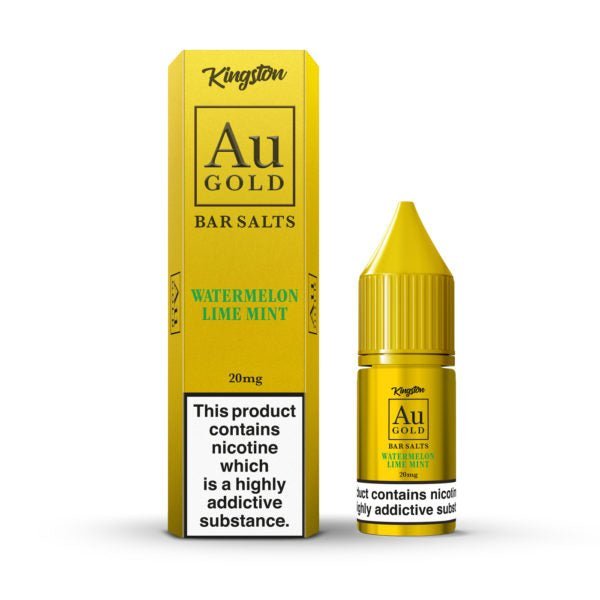 Kingston Au Gold Bar Salts 10ml E-liquids - Box of 10-Watermelon Lemon Mint-vapeukwholesale