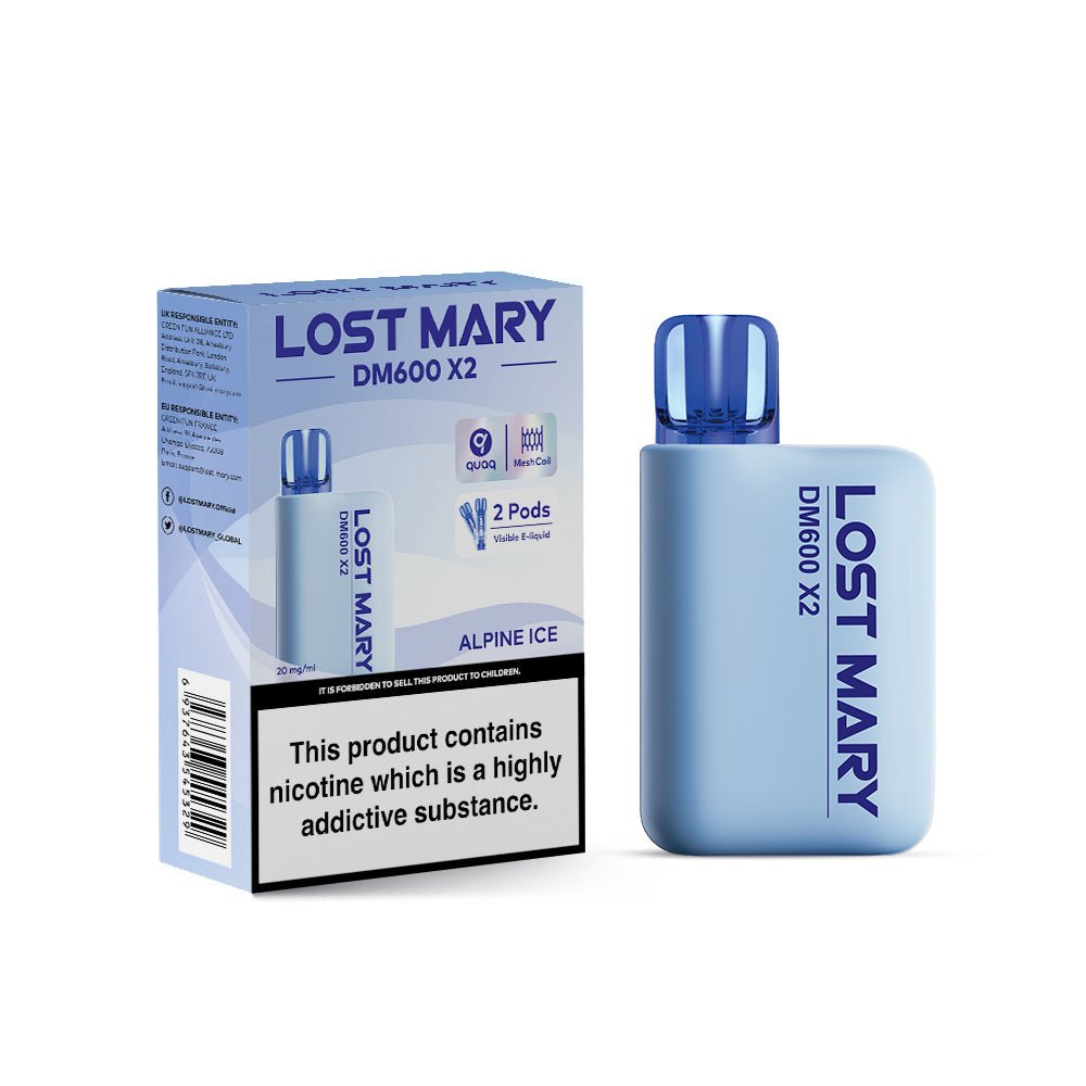 Lost Mary DM600 X2 1200 Puffs Disposable Vape Pod Box of 10-Alpine Ice-vapeukwholesale