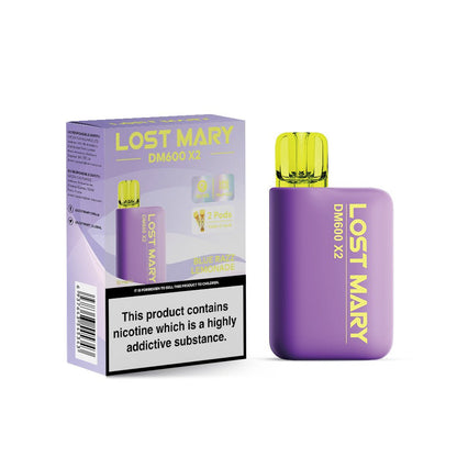 Lost Mary DM600 X2 1200 Puffs Disposable Vape Pod Box of 10-Blue Razz Lemonade-vapeukwholesale