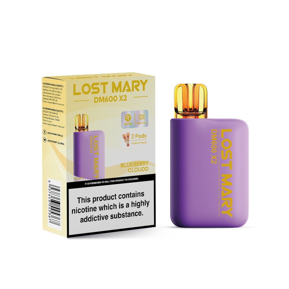 Lost Mary DM600 X2 1200 Puffs Disposable Vape Pod Box of 10-Blueberry Cloud-vapeukwholesale