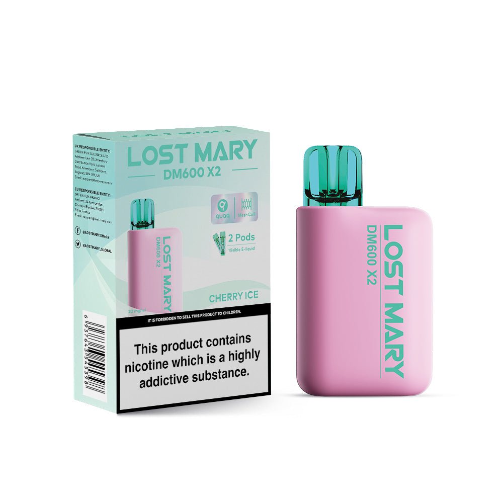 Lost Mary DM600 X2 1200 Puffs Disposable Vape Pod Box of 10-Cherry Ice-vapeukwholesale