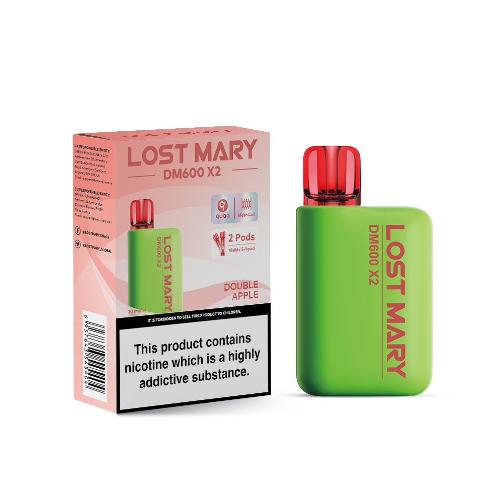 Lost Mary DM600 X2 1200 Puffs Disposable Vape Pod Box of 10-Double Apple-vapeukwholesale