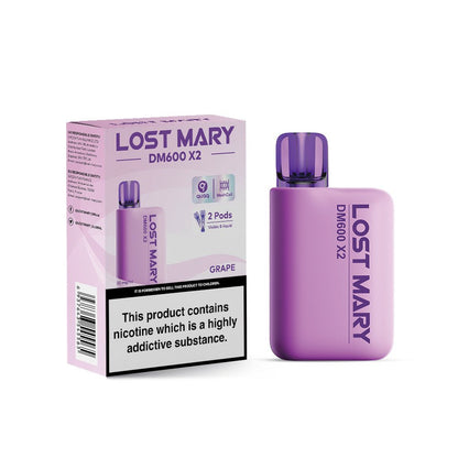 Lost Mary DM600 X2 1200 Puffs Disposable Vape Pod Box of 10-Grape-vapeukwholesale