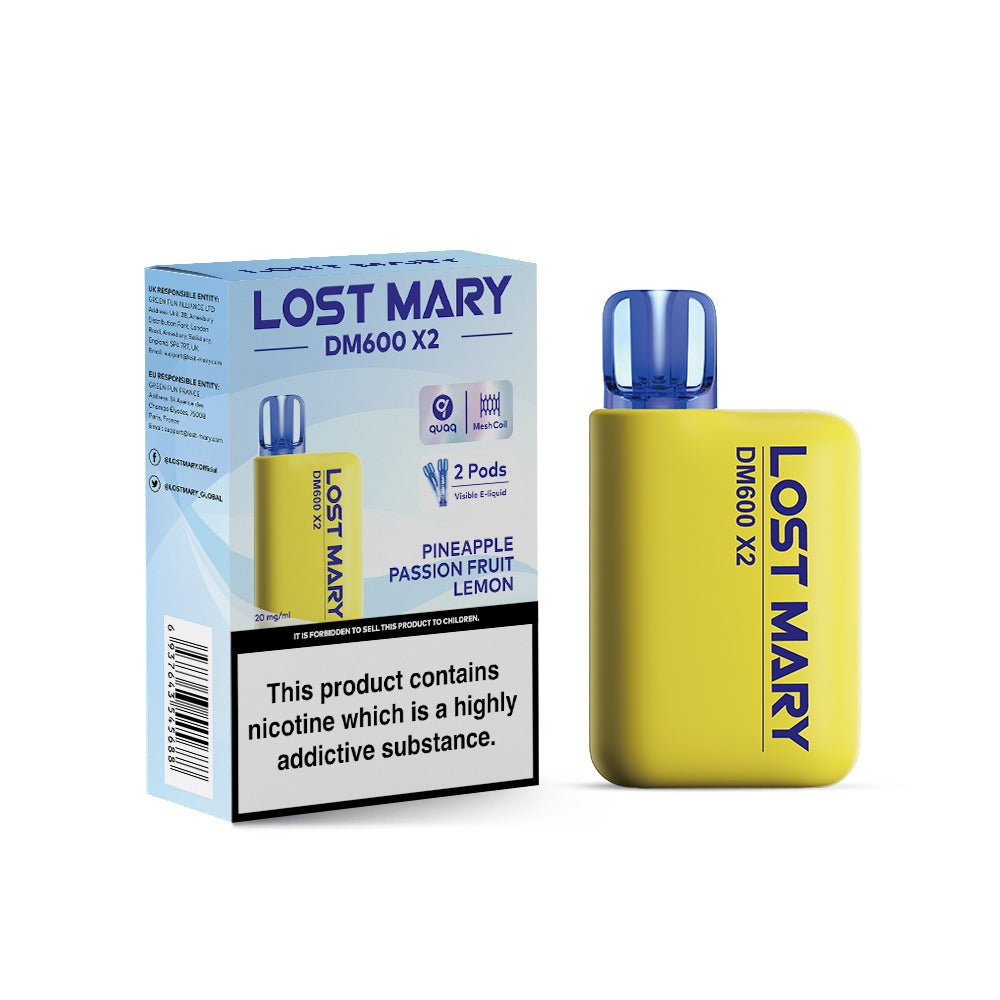 Lost Mary DM600 X2 1200 Puffs Disposable Vape Pod Box of 10-Pineapple Passion Fruit Lemon-vapeukwholesale