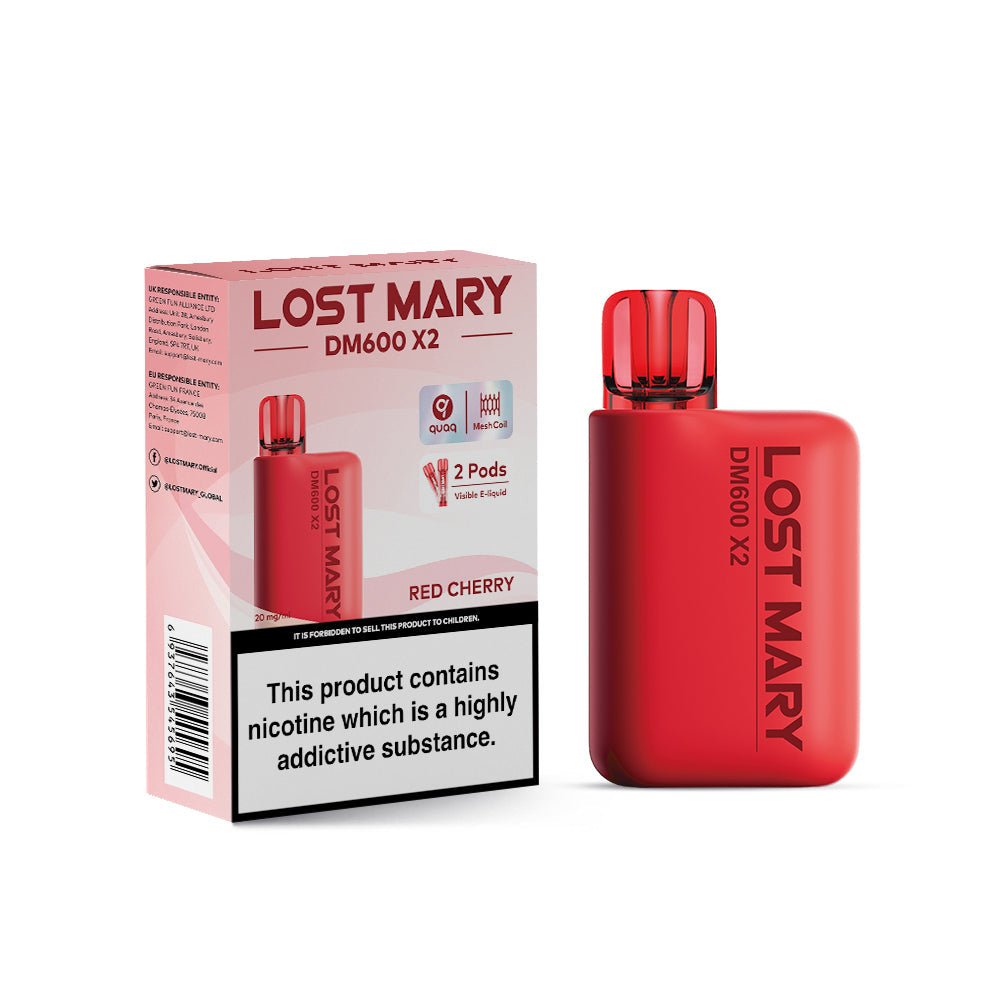 Lost Mary DM600 X2 1200 Puffs Disposable Vape Pod Box of 10-Red Cherry-vapeukwholesale