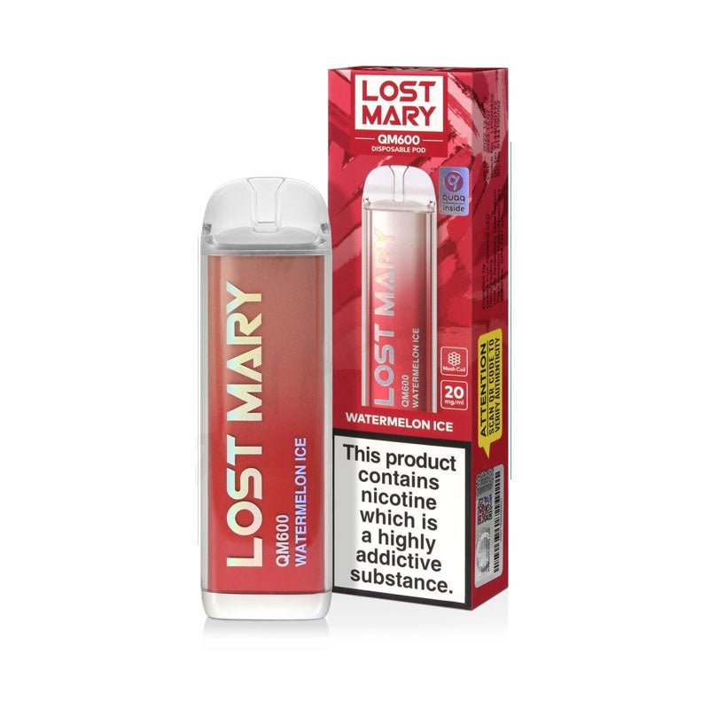 Lost Mary QM600 Disposable Vape Pod Box of 10-Watermelon Ice-vapeukwholesale