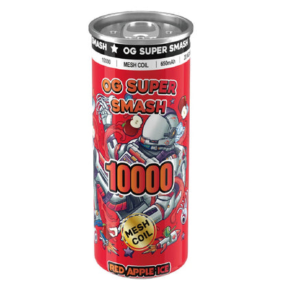 OG Super Smash 10000 Puffs Disposable Vape Pod Box of 10-Red Apple Ice-vapeukwholesale