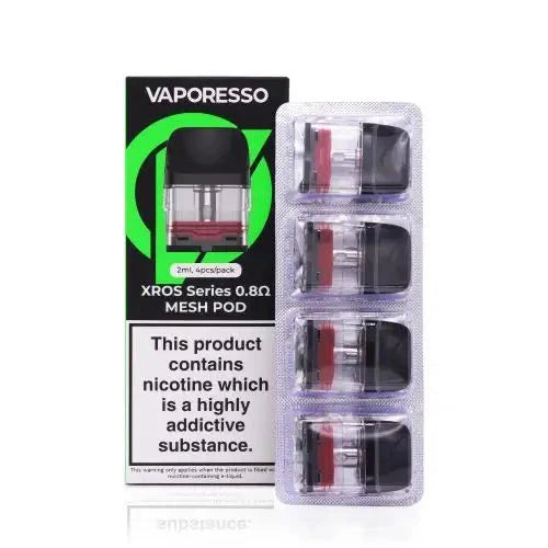 Pack of 10 - Vaporesso Xros Replacement Pods - 40pcs - 0.8 Ohm Mesh - vapeukwholesale