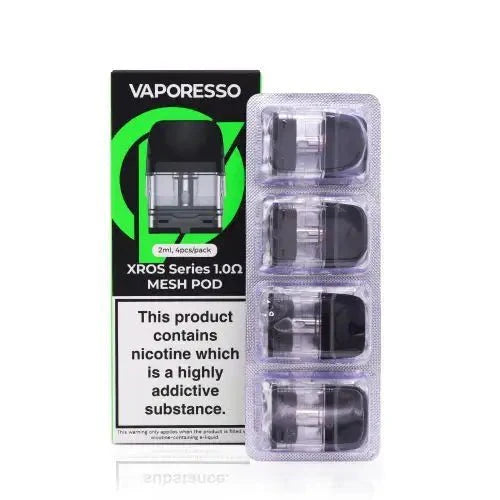 Pack of 10 - Vaporesso Xros Replacement Pods - 40pcs - 1.0 Ohm Mesh - vapeukwholesale