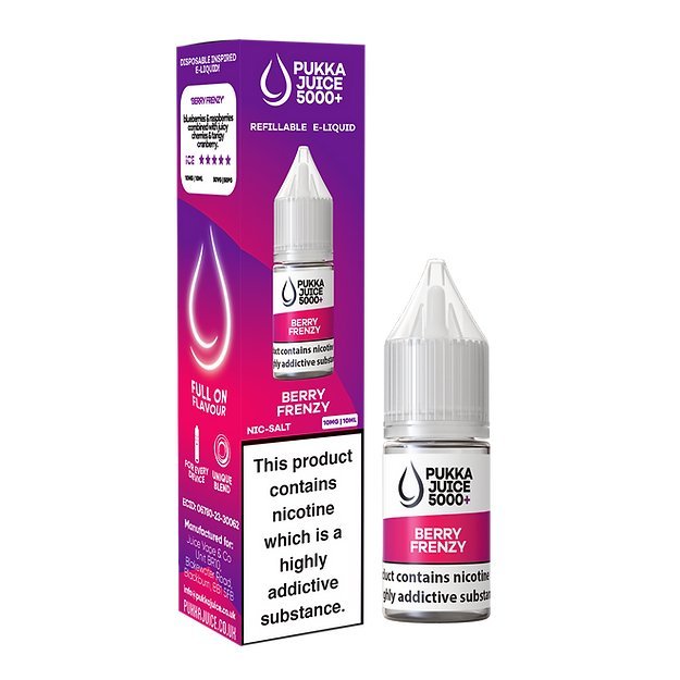 Pukka Juice 5000+ Nic Salts 10ml - Box of 10-Berry Frenzy-vapeukwholesale