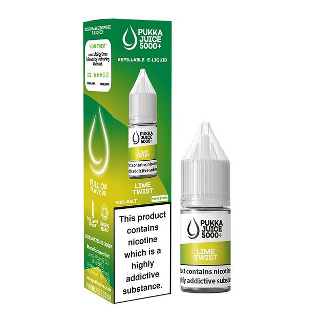 Pukka Juice 5000+ Nic Salts 10ml - Box of 10-Lime Twist-vapeukwholesale