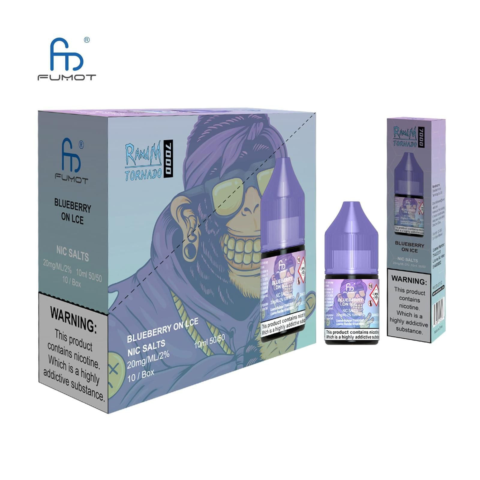 R and M 7000 Nic Salt 10ml - Box of 10-Blueberry On Ice-vapeukwholesale