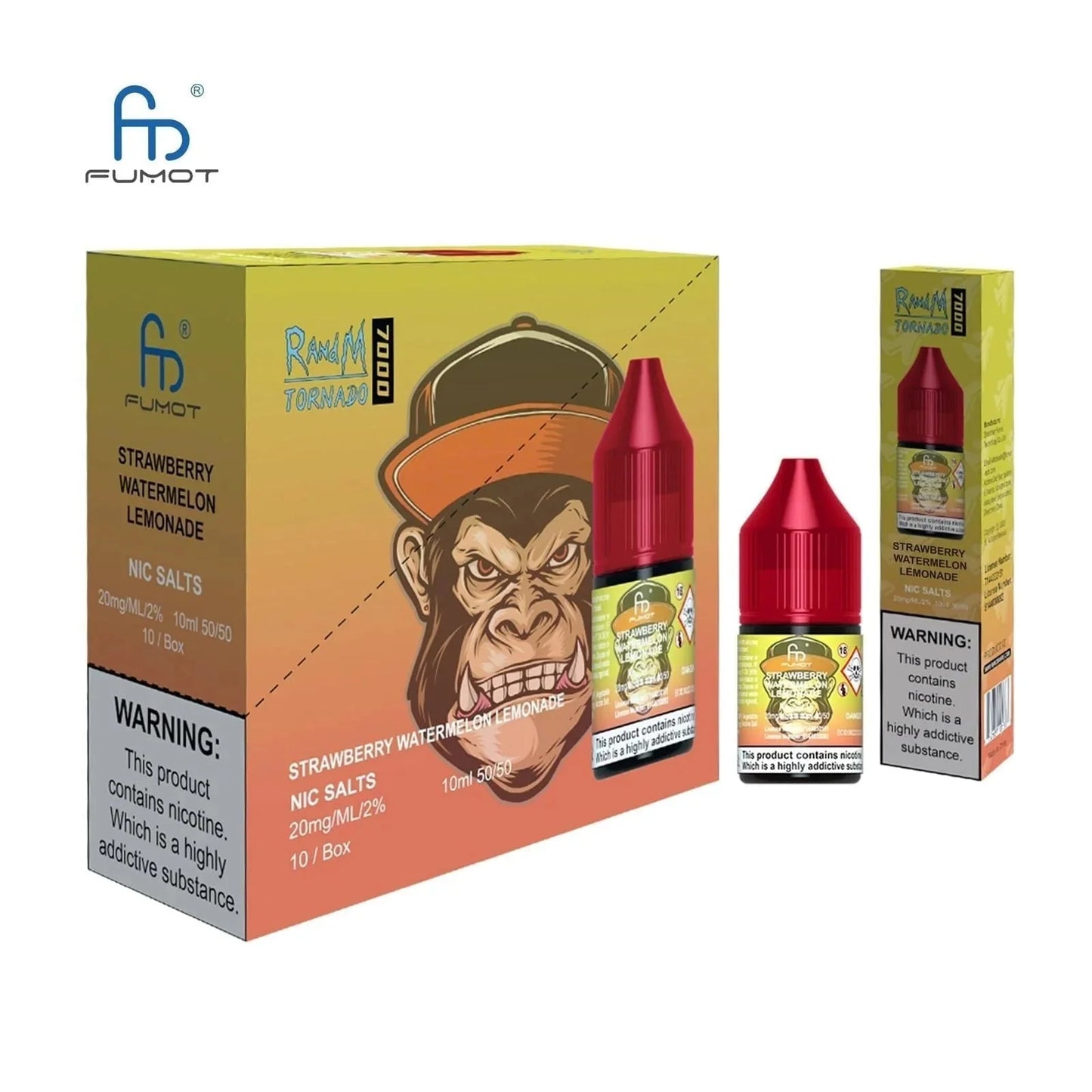 R and M 7000 Nic Salt 10ml - Box of 10 - Strawberry Watermelon Lemonade - vapeukwholesale