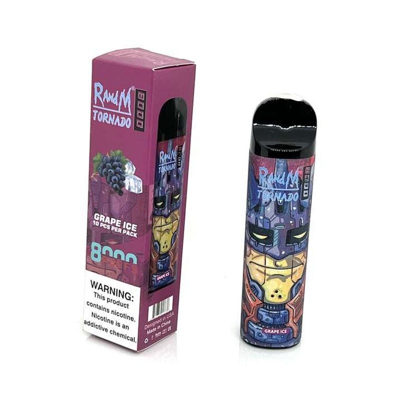 R and M Tornado 8000 Disposable Vape Pod - 20mg (Box of 10)-Grape Ice-vapeukwholesale