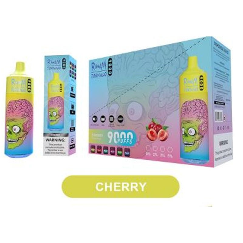 R and M Tornado 9000 Disposable Vape Pod Box of 10-Cherry-vapeukwholesale