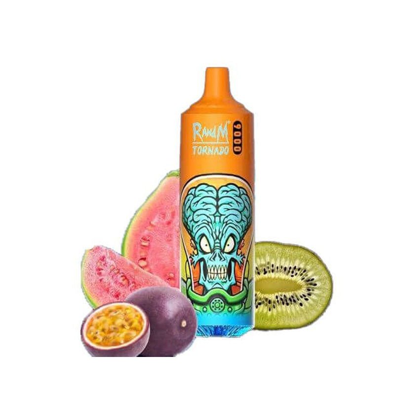 R and M Tornado 9000 Disposable Vape Pod Box of 10-Kiwi passion fruit guava-vapeukwholesale