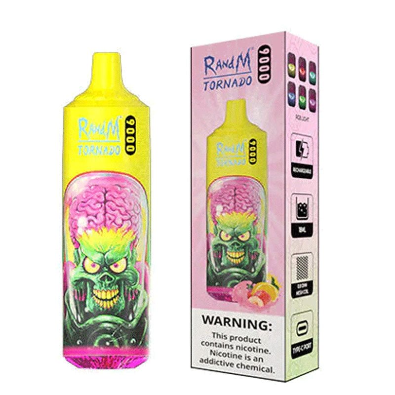 R and M Tornado 9000 Disposable Vape Pod Box of 10-Peach lemonade-vapeukwholesale