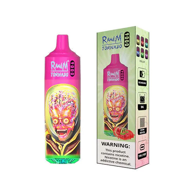 R and M Tornado 9000 Disposable Vape Pod Box of 10-Raspberry watermelon-vapeukwholesale