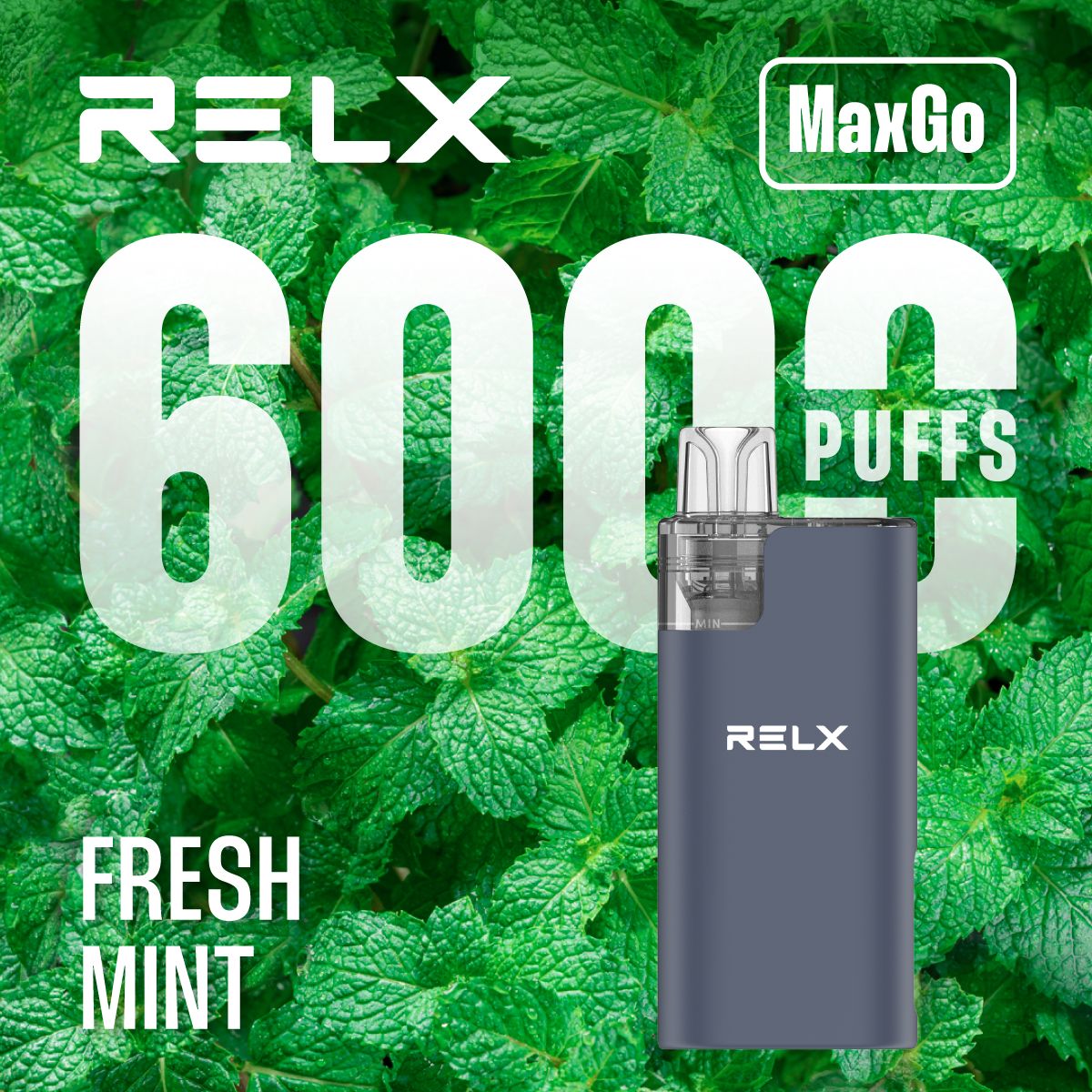 Relx Max Go 6000 Disposable Vape Box of 5 - Fresh Mint - vapeukwholesale