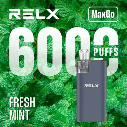 Relx Max Go 6000 Disposable Vape Box of 5 - Fresh Mint - vapeukwholesale