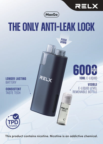 Relx Max Go 6000 Disposable Vape Box of 5