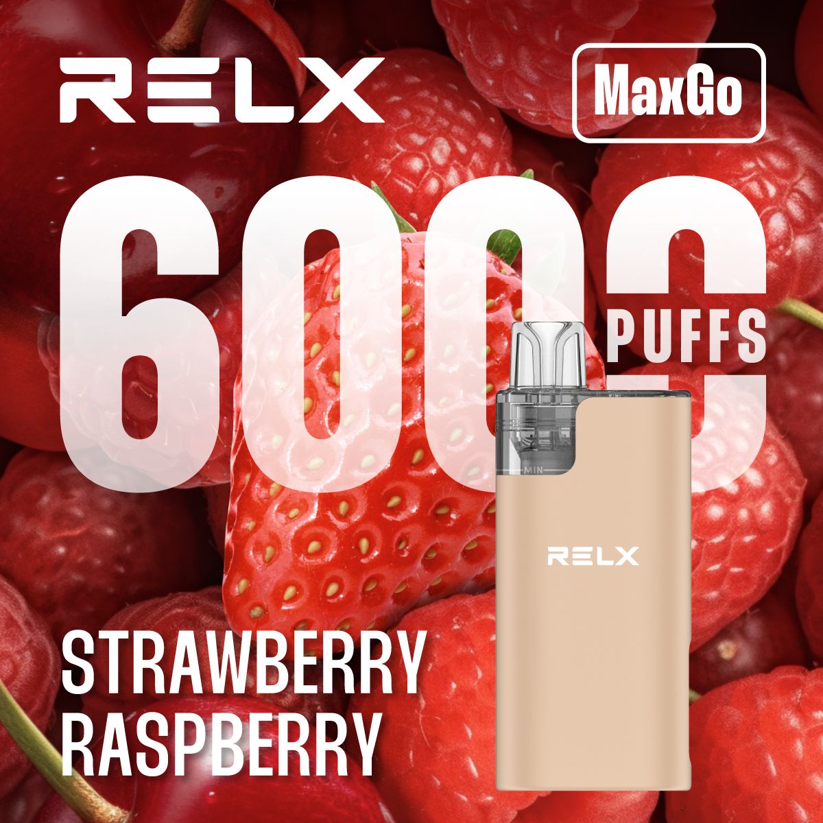 Relx Max Go 6000 Disposable Vape Box of 5 - Strawberry Raspberry - vapeukwholesale