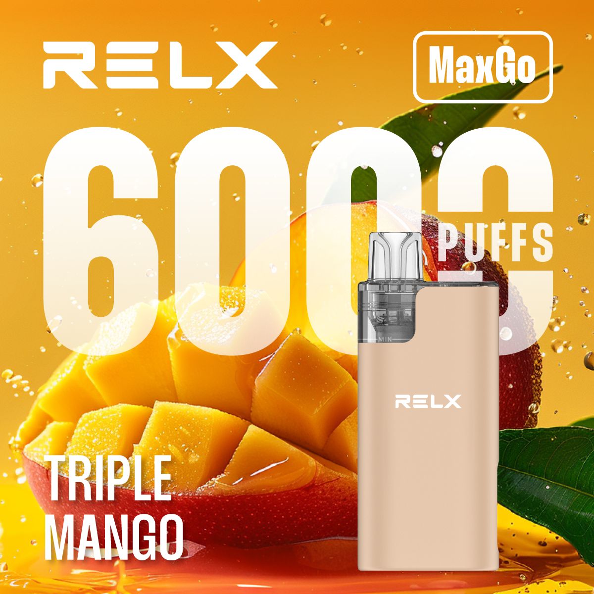 Relx Max Go 6000 Disposable Vape Box of 5 - Triple Mango - vapeukwholesale