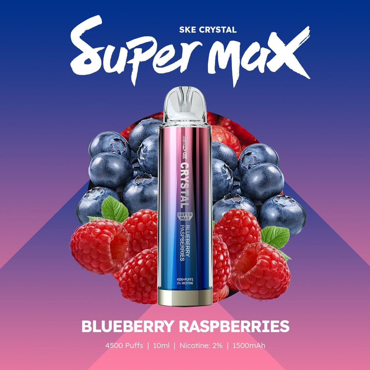 Ske Crystal Original Super Max 4500 Disposable Vape Puff Pod Box Of 10-Blueberry Raspberry-vapeukwholesale