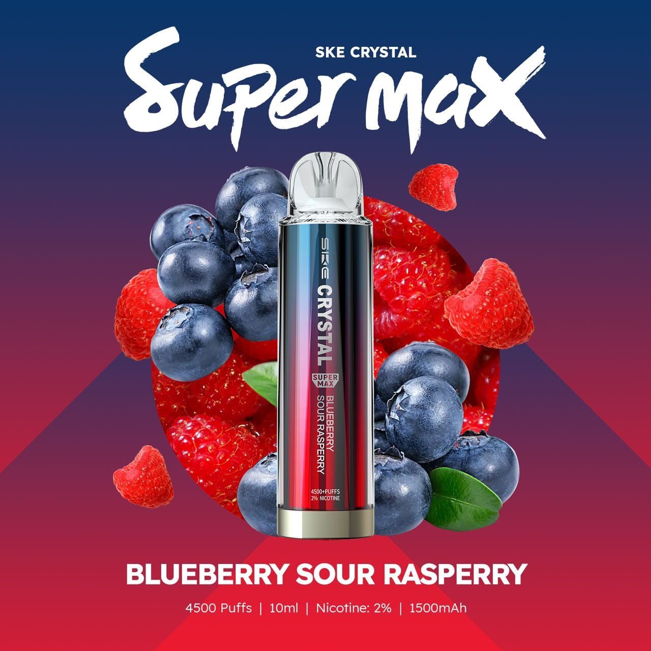 Ske Crystal Original Super Max 4500 Disposable Vape Puff Pod Box Of 10-Blueberry Sour Raspberry-vapeukwholesale