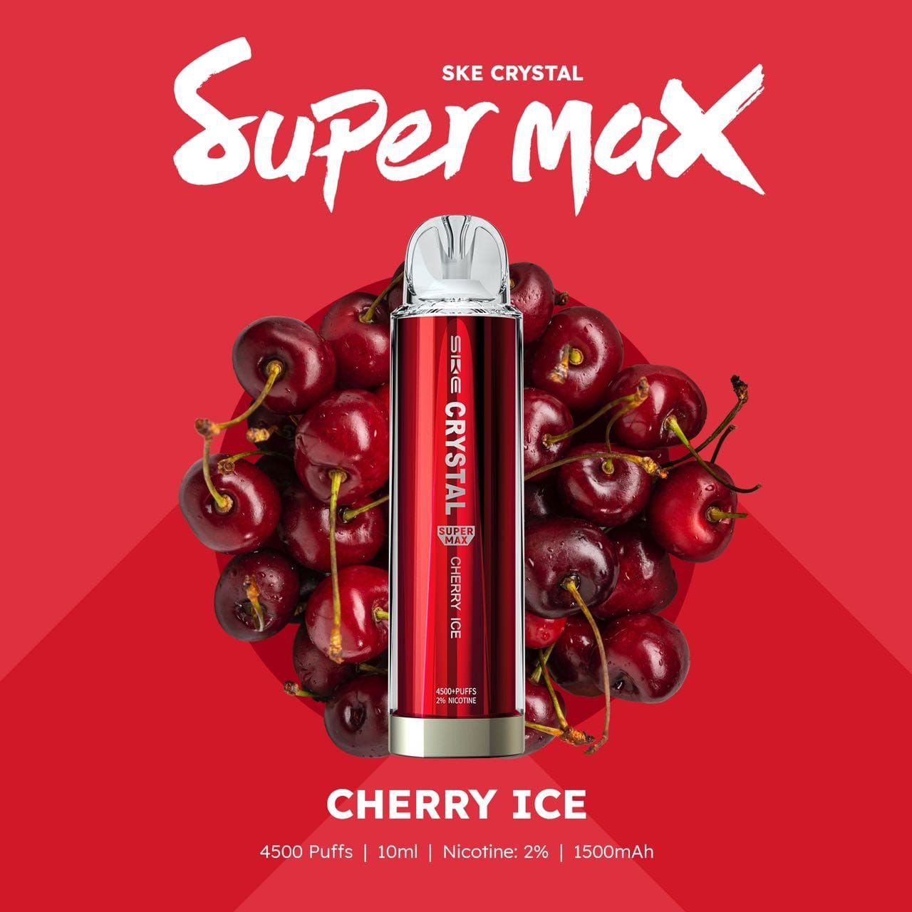 Ske Crystal Original Super Max 4500 Disposable Vape Puff Pod Box Of 10-Cherry Ice-vapeukwholesale