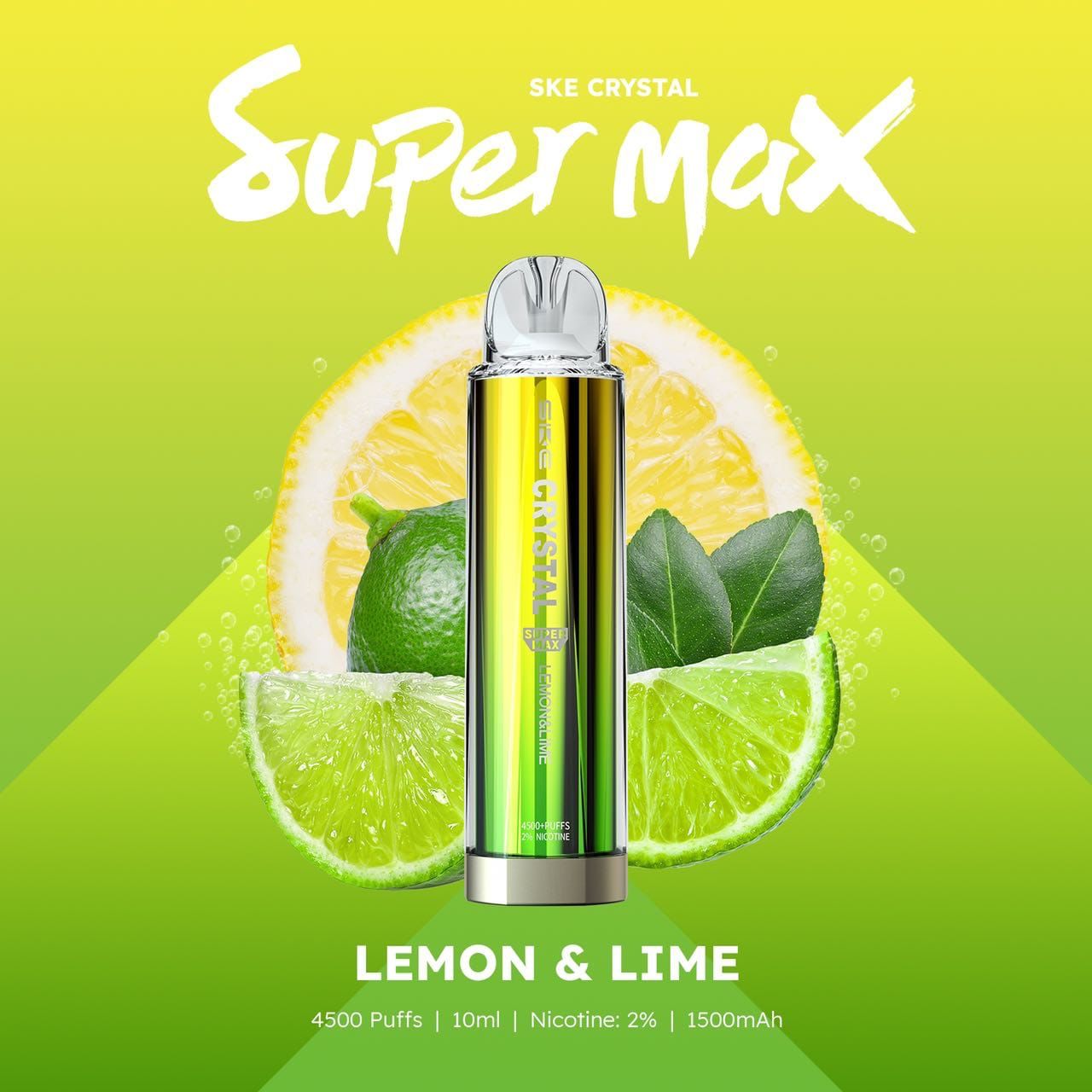 Ske Crystal Original Super Max 4500 Disposable Vape Puff Pod Box Of 10-Lemon & Lime-vapeukwholesale