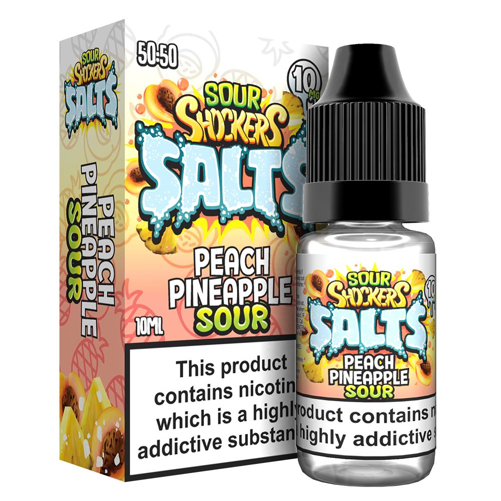 Sour shockers Nic Salt 10ml Pack of 5-Peach Pineapple-vapeukwholesale