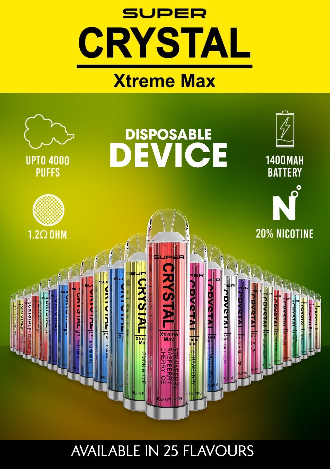 Super Crystal Xtreme Max 4000 Disposable Vape Pod - Box of 10