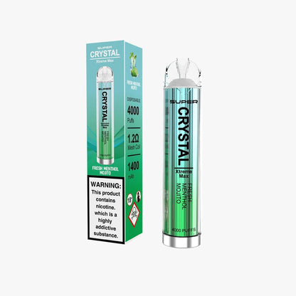 Super Crystal Xtreme Max 4000 Disposable Vape Pod Box of 10-Fresh Menthol Mojito-vapeukwholesale