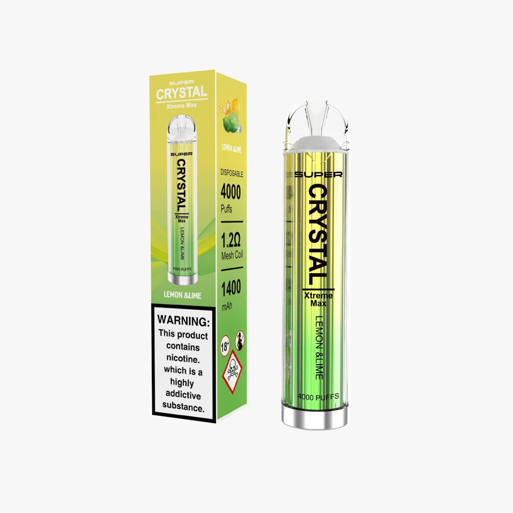 Super Crystal Xtreme Max 4000 Disposable Vape Pod Box of 10-Lemon & Lime-vapeukwholesale