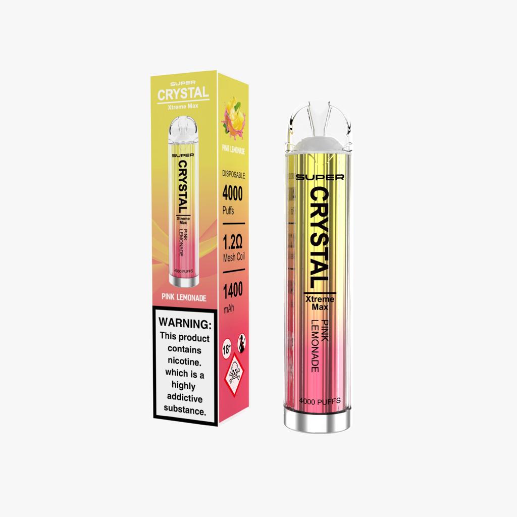 Super Crystal Xtreme Max 4000 Disposable Vape Pod Box of 10-Pink Lemonade-vapeukwholesale