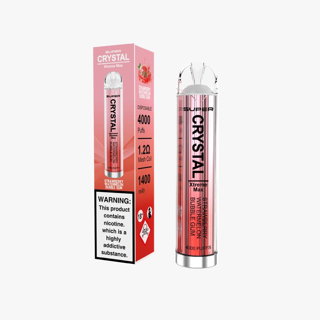 Super Crystal Xtreme Max 4000 Disposable Vape Pod Box of 10-Strawberry Watermelon Bubblegum-vapeukwholesale