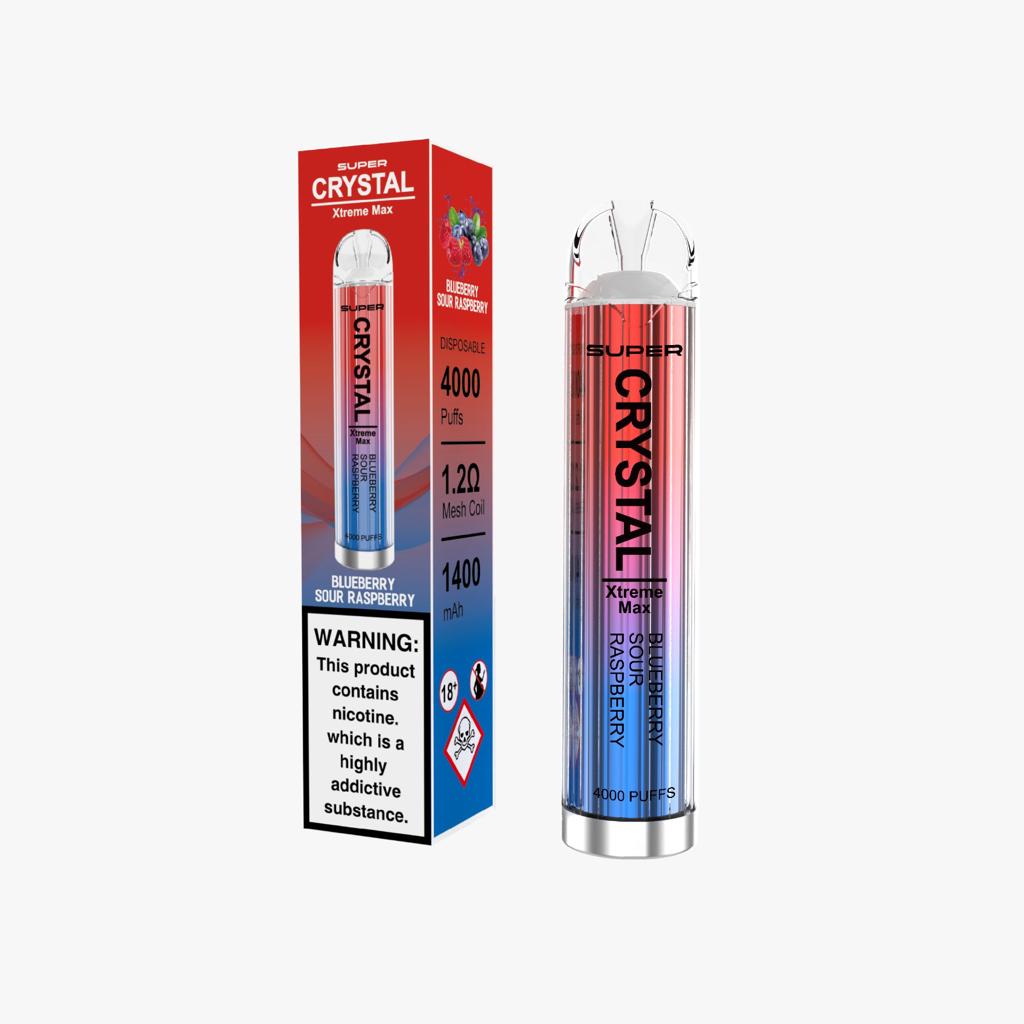 Super Crystal Xtreme Max 4000 Disposable Vape Pod Puff Device-Blueberry Sour Raspberry-vapeukwholesale