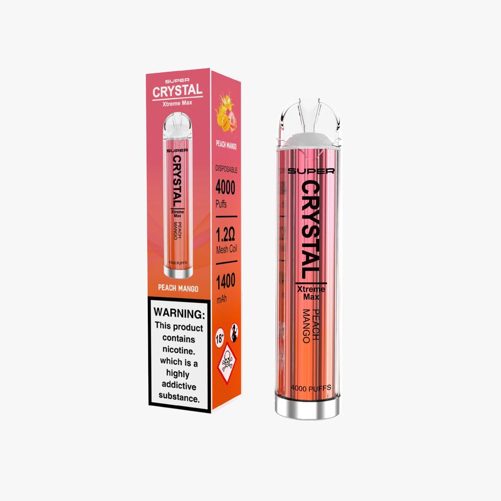 Super Crystal Xtreme Max 4000 Disposable Vape Pod Puff Device-Peach Mango-vapeukwholesale